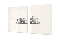 ENORMOUS  Tempered GLASS Chopping Board - Induction Cooktop Cover – SINGLE: 80 x 52 cm; DOUBLE: 40 x 52 cm; DD51 : Teamwork Puzzles
