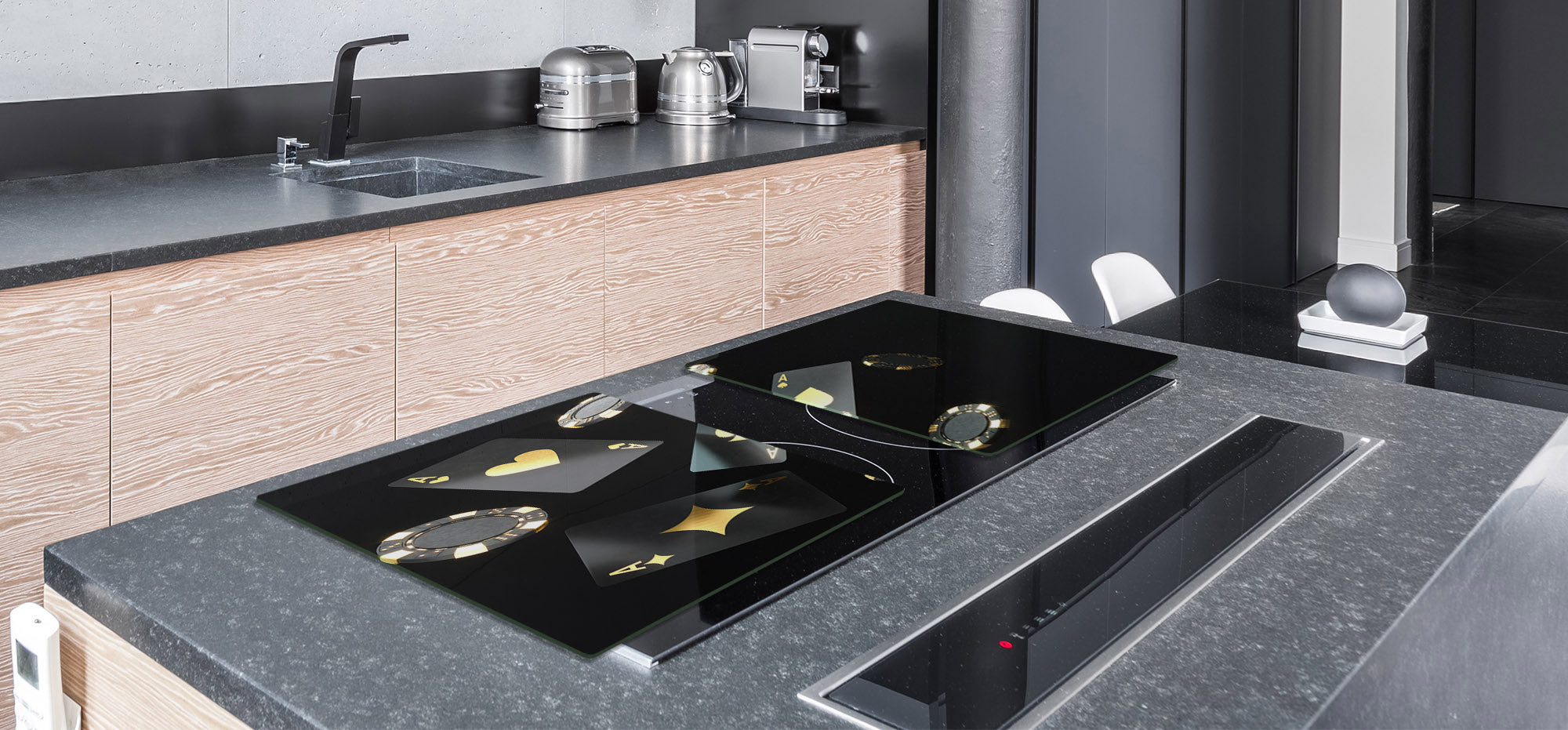 ENORMOUS  Tempered GLASS Chopping Board - Induction Cooktop Cover – SINGLE: 80 x 52 cm; DOUBLE: 40 x 52 cm; DD52a : Night at the Casino 2