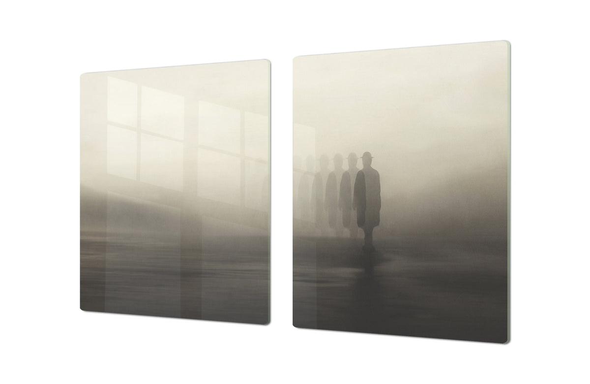 ENORMOUS  Tempered GLASS Chopping Board - Induction Cooktop Cover – SINGLE: 80 x 52 cm; DOUBLE: 40 x 52 cm; DD53 : Foggy Shadows