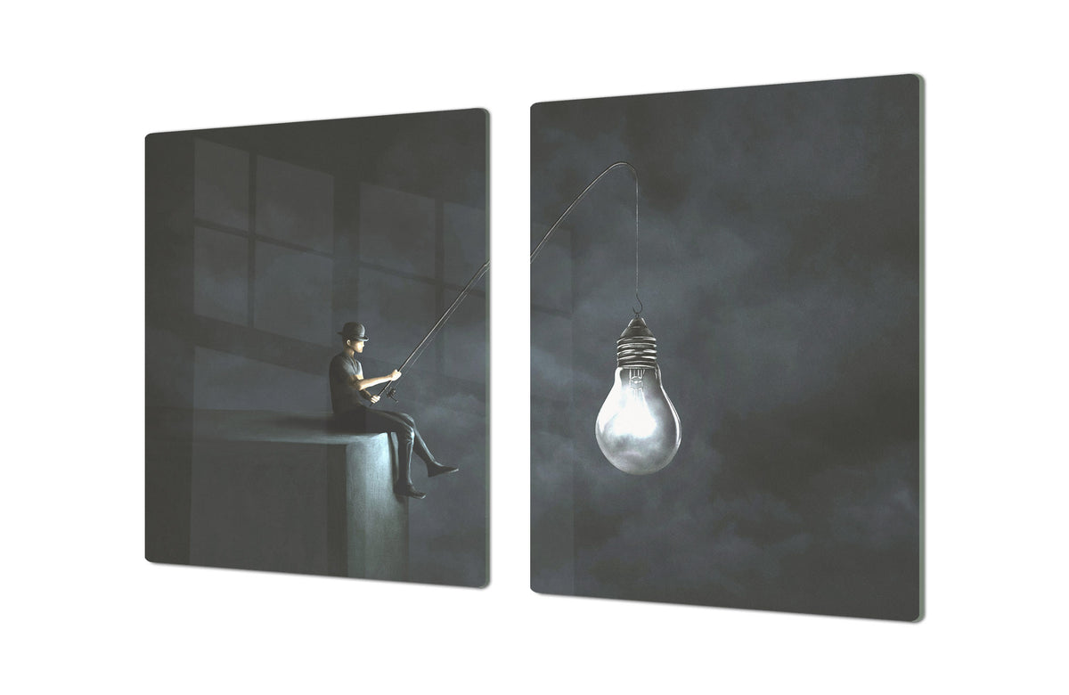 ENORMOUS  Tempered GLASS Chopping Board - Induction Cooktop Cover – SINGLE: 80 x 52 cm; DOUBLE: 40 x 52 cm; DD53 : Fishing new ideas