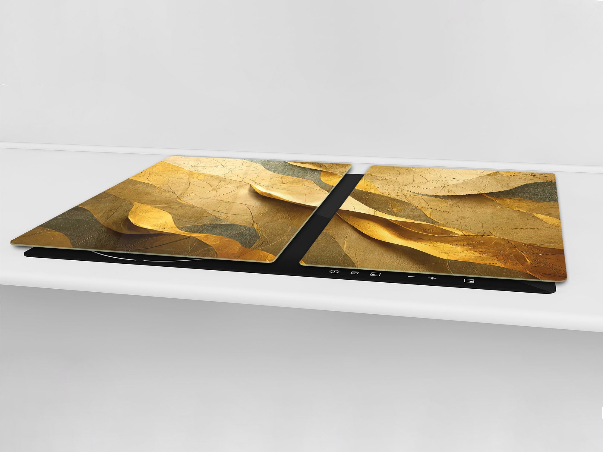 ENORMOUS  Tempered GLASS Chopping Board - Induction Cooktop Cover – SINGLE: 80 x 52 cm; DOUBLE: 40 x 52 cm; DD51 : Golden Structure