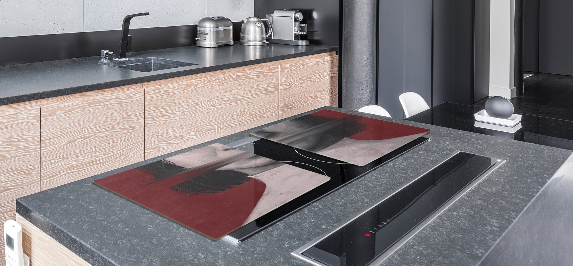 ENORMOUS  Tempered GLASS Chopping Board - Induction Cooktop Cover – SINGLE: 80 x 52 cm; DOUBLE: 40 x 52 cm; DD51 : Conceptual Expression