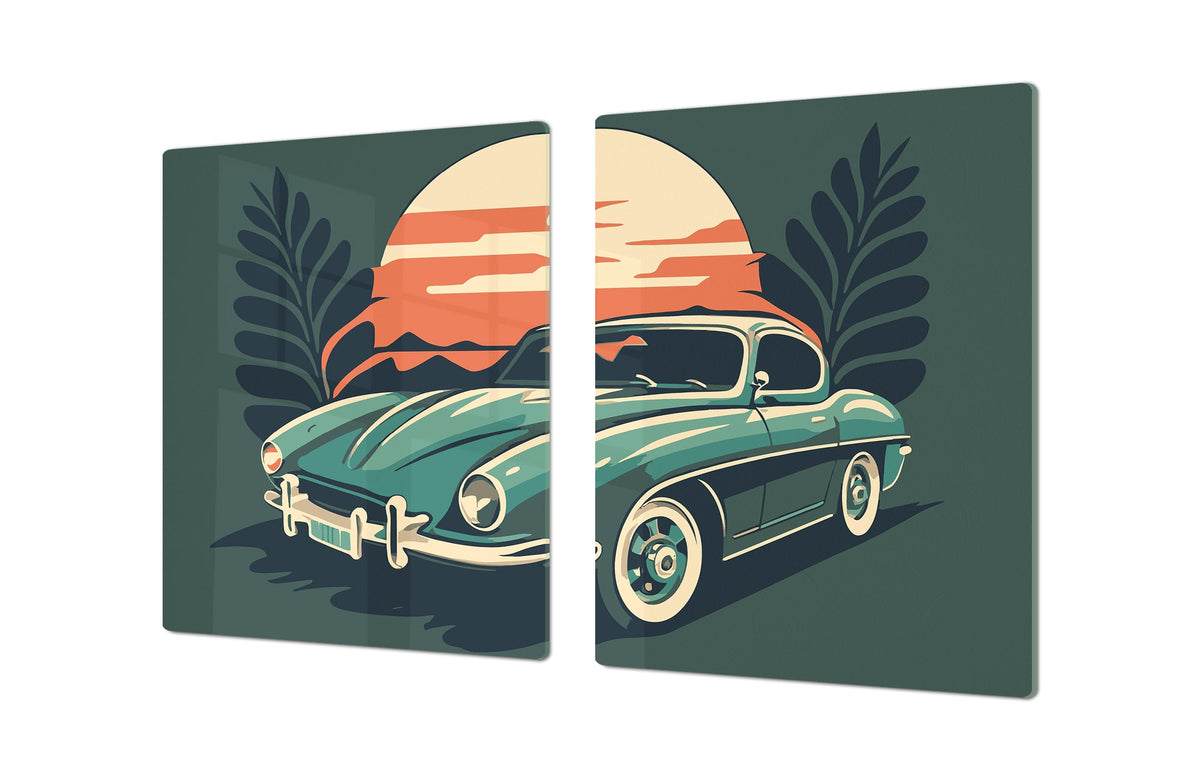 ENORMOUS  Tempered GLASS Chopping Board - Induction Cooktop Cover – SINGLE: 80 x 52 cm; DOUBLE: 40 x 52 cm; DD52a : Minimalist Oldschool Car