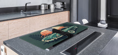 ENORMOUS  Tempered GLASS Chopping Board - Induction Cooktop Cover – SINGLE: 80 x 52 cm; DOUBLE: 40 x 52 cm; DD52a : Minimalist Oldschool Car