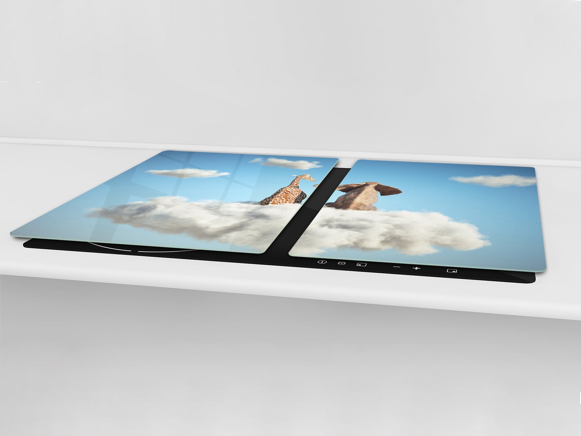ENORMOUS  Tempered GLASS Chopping Board - Induction Cooktop Cover – SINGLE: 80 x 52 cm; DOUBLE: 40 x 52 cm; DD51 : Cloud of Friendship