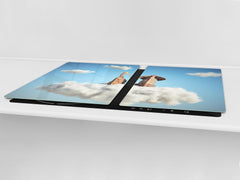 ENORMOUS  Tempered GLASS Chopping Board - Induction Cooktop Cover – SINGLE: 80 x 52 cm; DOUBLE: 40 x 52 cm; DD51 : Cloud of Friendship