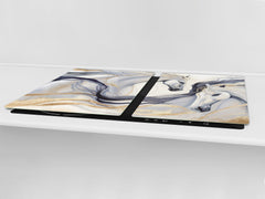 ENORMOUS  Tempered GLASS Chopping Board - Induction Cooktop Cover – SINGLE: 80 x 52 cm; DOUBLE: 40 x 52 cm; DD53 : Dance of Horses