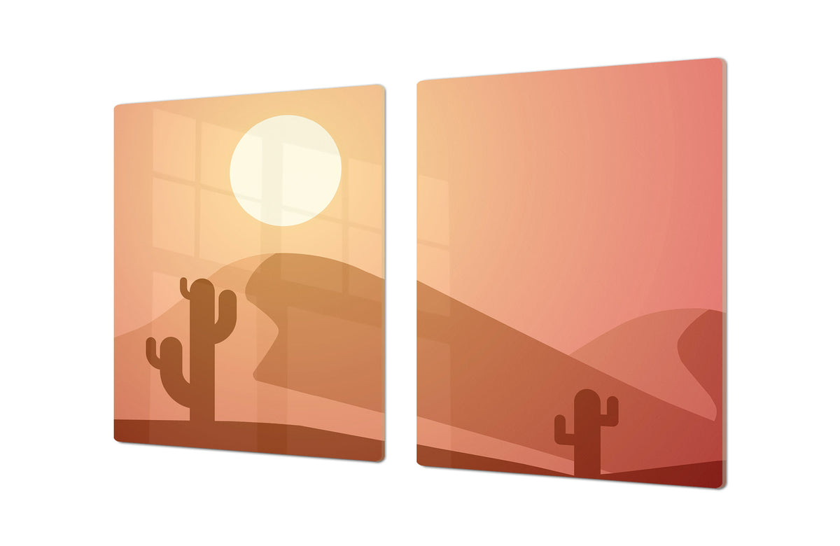 ENORMOUS  Tempered GLASS Chopping Board - Induction Cooktop Cover – SINGLE: 80 x 52 cm; DOUBLE: 40 x 52 cm; DD52a : Aesthetic Desert