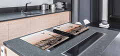 ENORMOUS  Tempered GLASS Chopping Board - Induction Cooktop Cover – SINGLE: 80 x 52 cm; DOUBLE: 40 x 52 cm; DD49 Miscellaneous series : Landscape of Paris