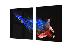 BIG KITCHEN BOARD & Induction Cooktop Cover – Glass Pastry Board – SINGLE: 80 x 52 cm (31,5” x 20,47”); DOUBLE: 40 x 52 cm (15,75” x 20,47”); DD47 Animals Series : Colourful eagle