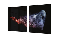 BIG KITCHEN BOARD & Induction Cooktop Cover – Glass Pastry Board – SINGLE: 80 x 52 cm (31,5” x 20,47”); DOUBLE: 40 x 52 cm (15,75” x 20,47”); DD47 Animals Series : Colourful gorilla