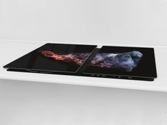 BIG KITCHEN BOARD & Induction Cooktop Cover – Glass Pastry Board – SINGLE: 80 x 52 cm (31,5” x 20,47”); DOUBLE: 40 x 52 cm (15,75” x 20,47”); DD47 Animals Series : Colourful gorilla