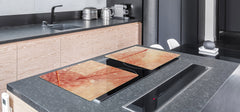 Gigantic Worktop saver and Pastry Board - Tempered GLASS Cutting Board - MEASURES: SINGLE: 80 x 52 cm; DOUBLE: 40 x 52 cm; DD44 Nature series : Transparent orange leaves