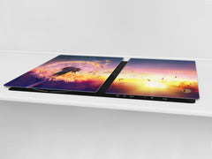 Gigantic Worktop saver and Pastry Board - Tempered GLASS Cutting Board - MEASURES: SINGLE: 80 x 52 cm; DOUBLE: 40 x 52 cm; DD44 Nature series : Sunset dandelion