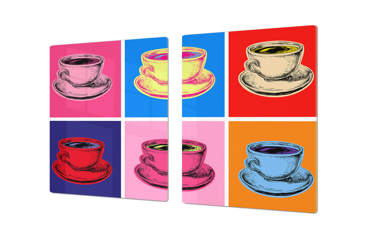 ENORMOUS  Tempered GLASS Chopping Board - Induction Cooktop Cover – SINGLE: 80 x 52 cm; DOUBLE: 40 x 52 cm; DD53 : Flow of Time