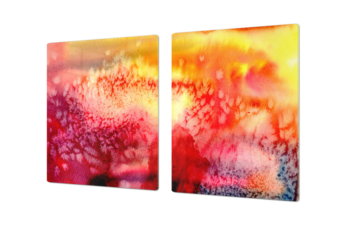 HUGE TEMPERED GLASS COOKTOP COVER – Glass Cutting Board and Worktop Saver – SINGLE: 80 x 52 cm (31,5” x 20,47”); DOUBLE: 40 x 52 cm (15,75” x 20,47”); DD46 Textures Series : Abstract multicoloured background