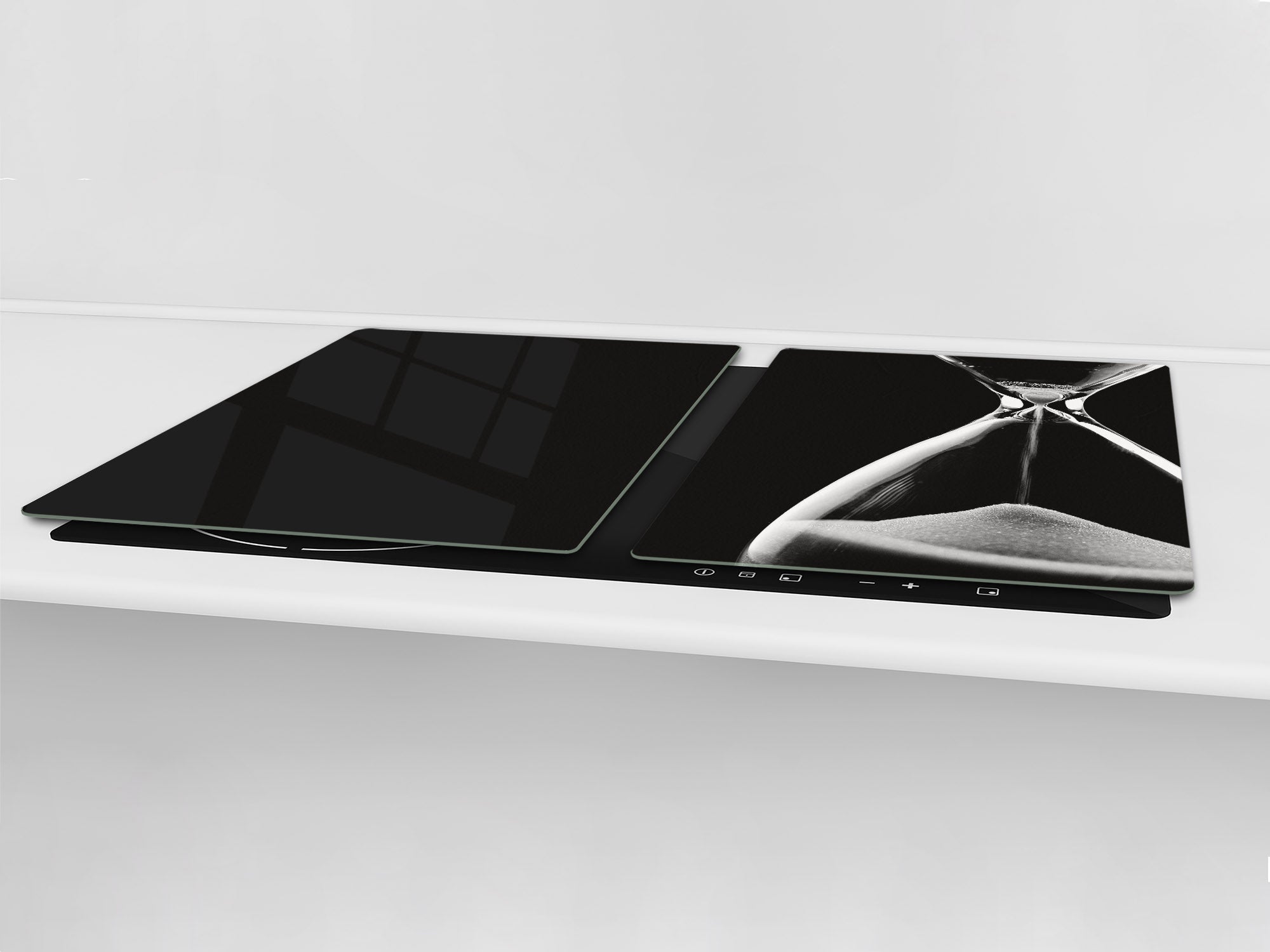ENORMOUS  Tempered GLASS Chopping Board - Induction Cooktop Cover – SINGLE: 80 x 52 cm; DOUBLE: 40 x 52 cm; DD51 : Hourglass in the Void