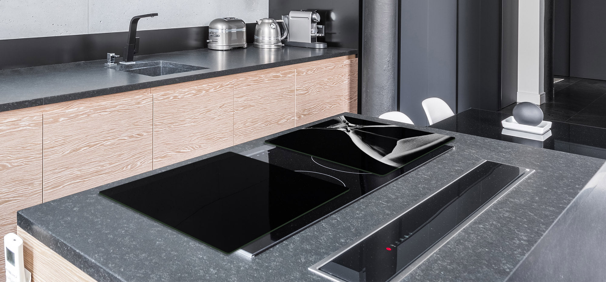 ENORMOUS  Tempered GLASS Chopping Board - Induction Cooktop Cover – SINGLE: 80 x 52 cm; DOUBLE: 40 x 52 cm; DD51 : Hourglass in the Void