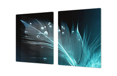 ENORMOUS  Tempered GLASS Chopping Board - Induction Cooktop Cover – SINGLE: 80 x 52 cm; DOUBLE: 40 x 52 cm; DD49 Miscellaneous series : Feather water drops