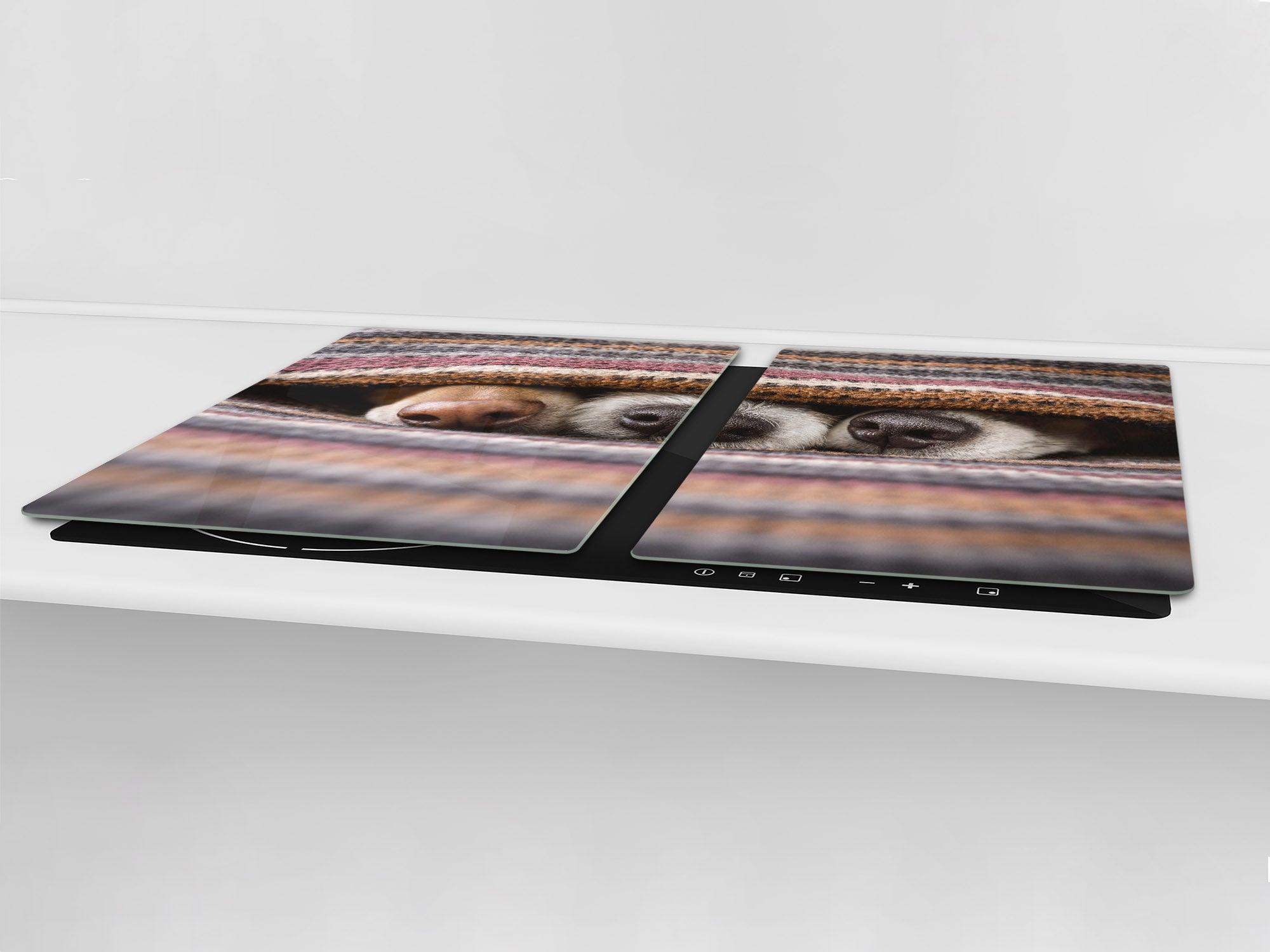 BIG KITCHEN BOARD & Induction Cooktop Cover – Glass Pastry Board – SINGLE: 80 x 52 cm (31,5” x 20,47”); DOUBLE: 40 x 52 cm (15,75” x 20,47”); DD47 Animals Series : Sleeping dogs