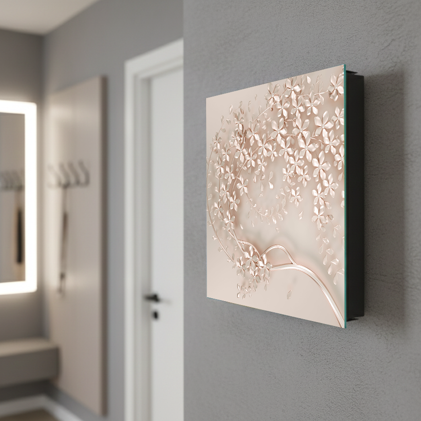 Wall Mount Key Box together with Decorative Dry Erase Board KN09 Colourful Variety Series: Beige decorative tree