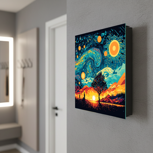 Petite armoire pour clés avec motif au choix K01 Lignes concentriques