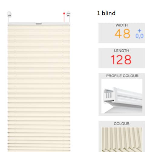 7 pleated blinds with adhesive fixings