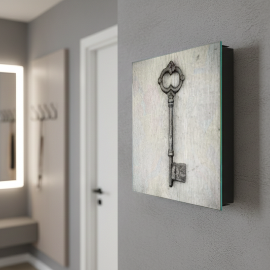 Caja de llaves de montaje en pared junto con Tablero de borrado en seco decorativo K14 Temas del mundo Llave de mi casa