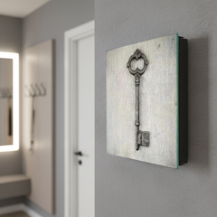 Caja de llaves de montaje en pared junto con Tablero de borrado en seco decorativo K14 Temas del mundo Llave de mi casa