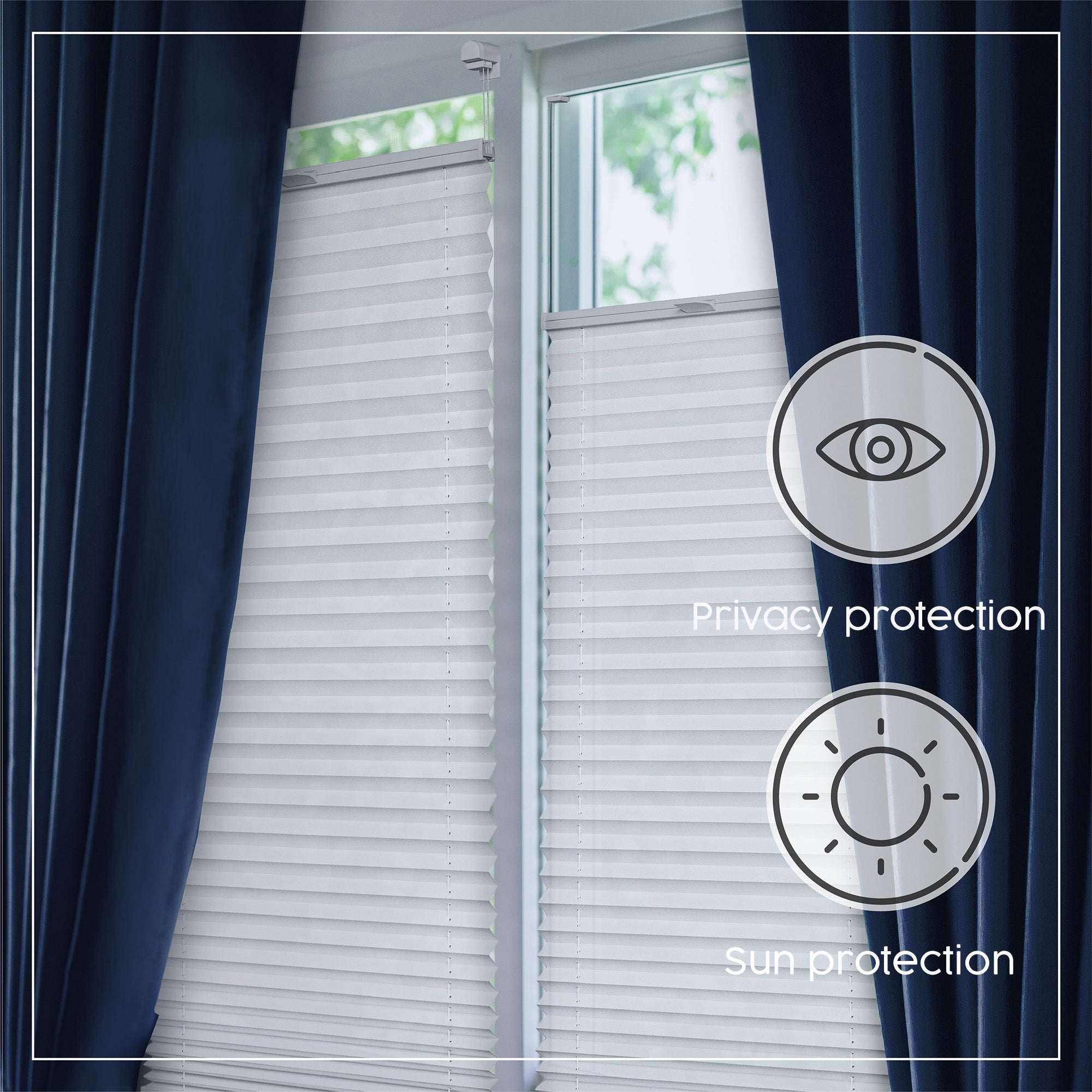 Custom No-Drill Pleated Blinds – EasyInstallation, Made to Measure