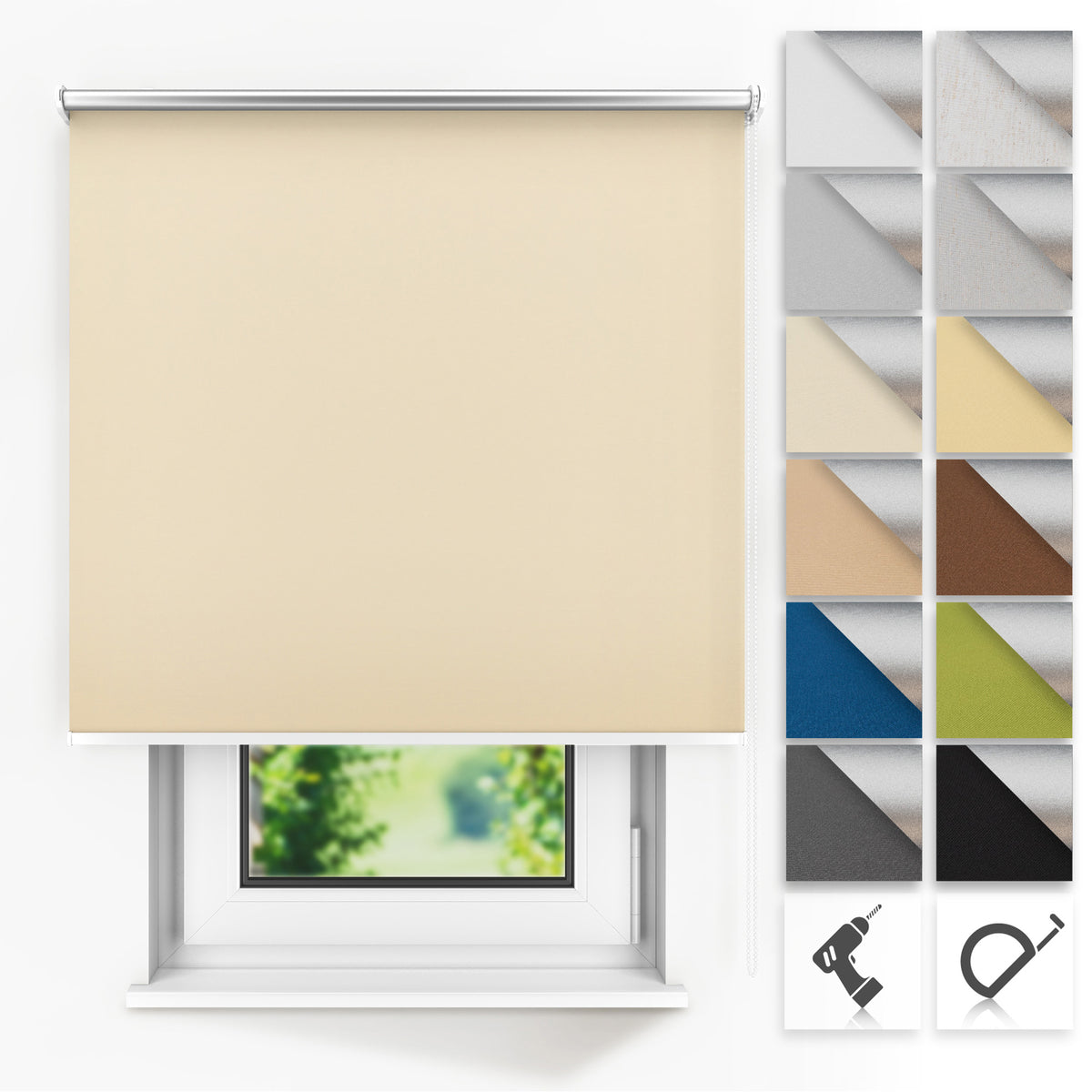 Thermal Roller Blind – WALL MOUNT – Customised size – Blackout Roller Blinds – Wall-mounted Roller Blinds for Windows and Doors (Indoor Use Only)