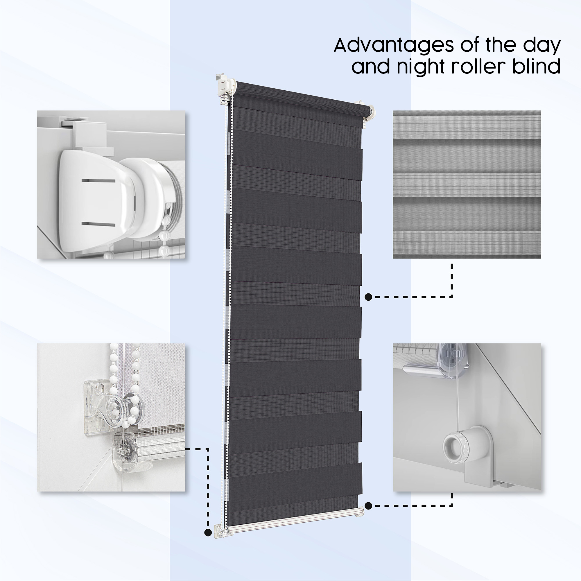 Customised Day and night roller blinds - Made-to-measure - Blinds for windows and doors WITHOUT DRILLING