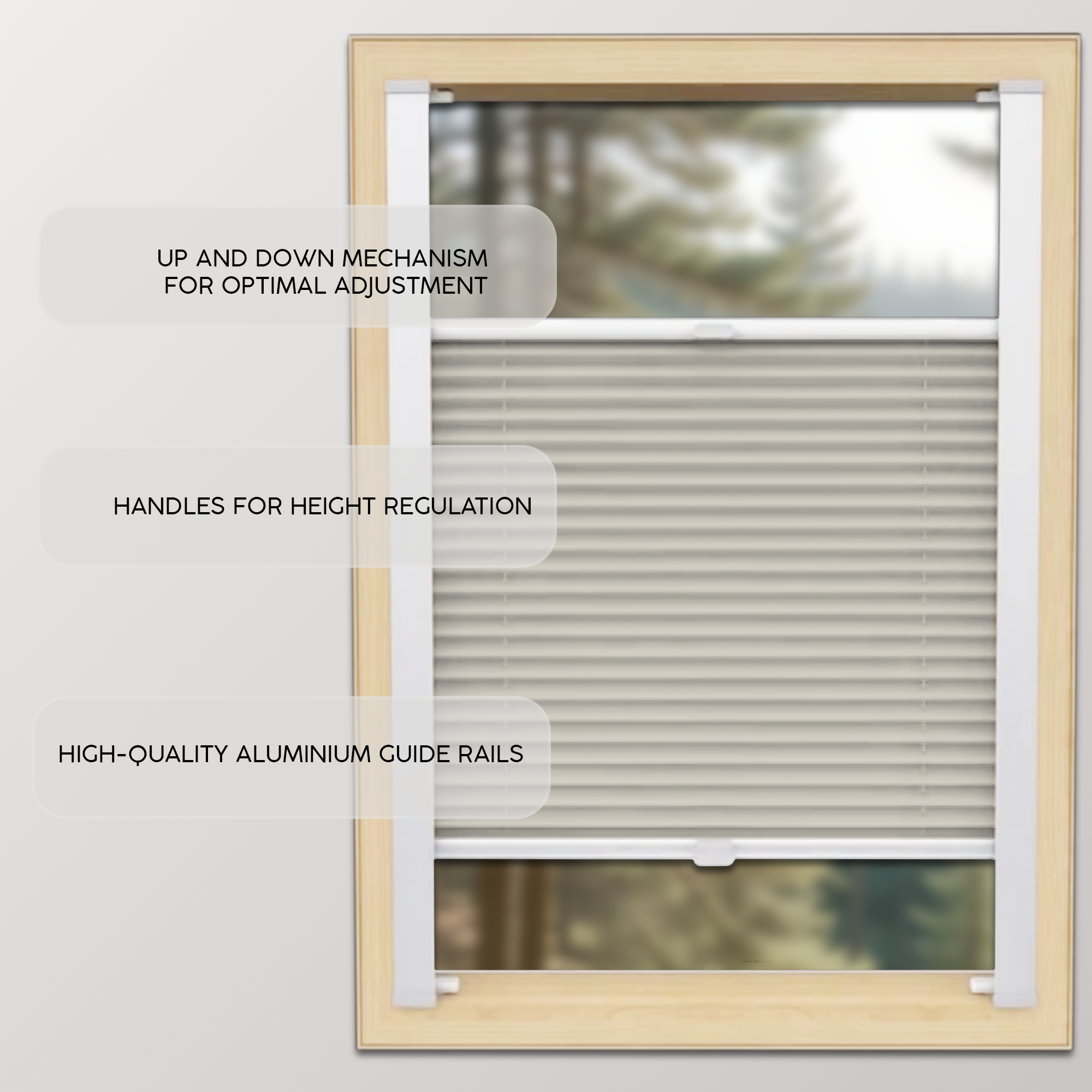 BLACKOUT Custom Skylight Pleated Blind - Made-to-Measure with Drilling - Available in 7 Fabric Colours - Adjustable Up and Down Shades - Premium Interior Window Covering