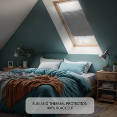 BLACKOUT Custom Skylight Pleated Blind - Made-to-Measure with Drilling - Available in 7 Fabric Colours - Adjustable Up and Down Shades - Premium Interior Window Covering