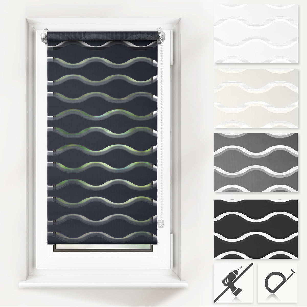 Concept Blinds Day and night WAVE Roller blind – Custom size – Zebra Roller Blinds – Decorative and Innovative – Roller Blinds for Windows and Doors