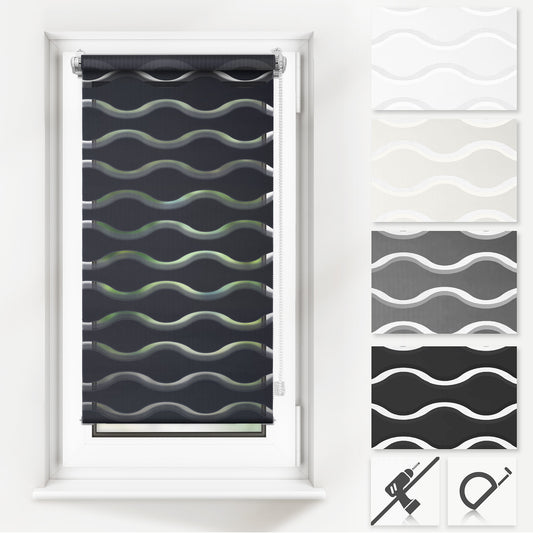 Concept Blinds Day and night WAVE Roller blind – Custom size – Zebra Roller Blinds – Decorative and Innovative – Roller Blinds for Windows and Doors