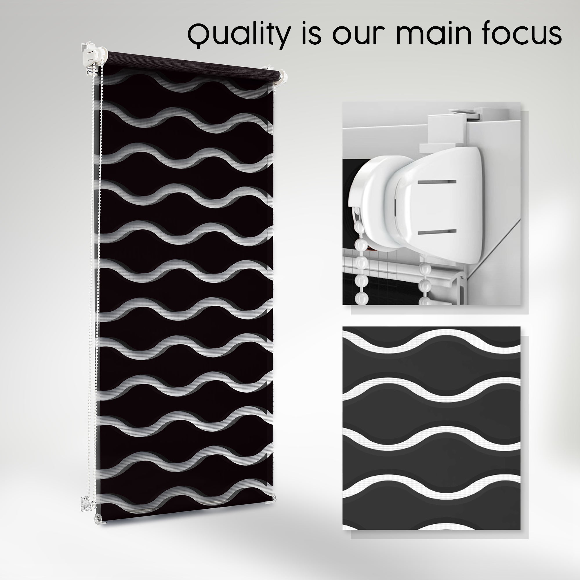 Concept Blinds Day and night WAVE Roller blind – Custom size – Zebra Roller Blinds – Decorative and Innovative – Roller Blinds for Windows and Doors