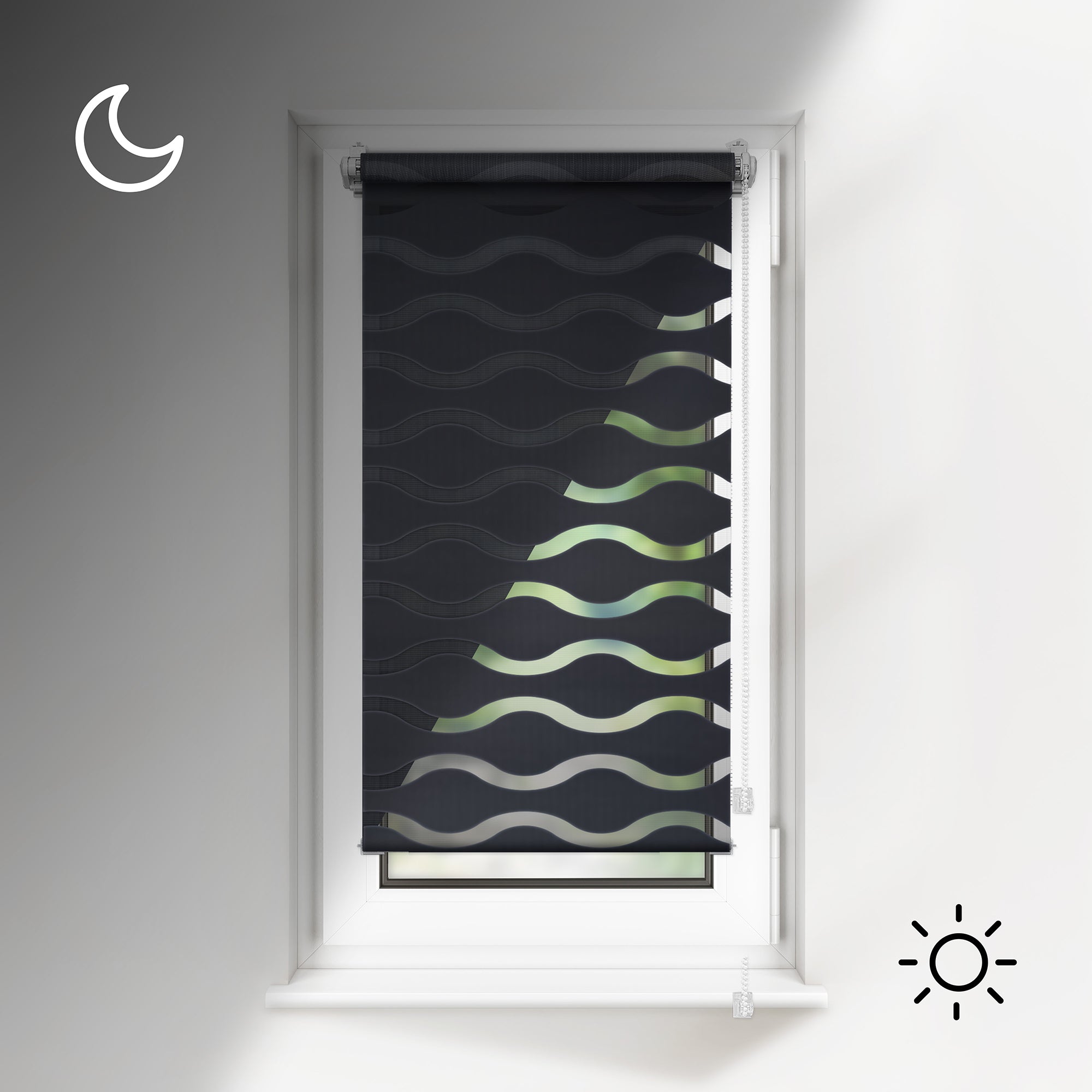 Concept Blinds Day and night WAVE Roller blind – Custom size – Zebra Roller Blinds – Decorative and Innovative – Roller Blinds for Windows and Doors
