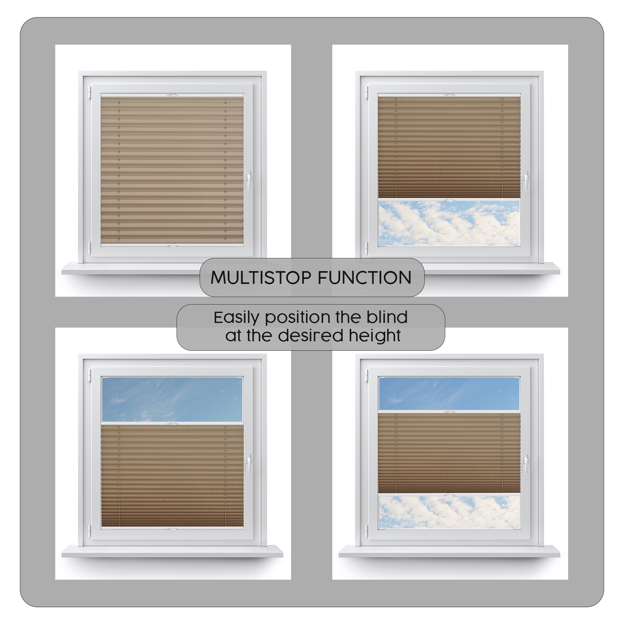 Concept Blinds CUSTOMISED Pleated Shades - Width from 40cm to 200cm - Height from 20cm to 260cm - Made-to-measure - Premium Window and Door Coverage