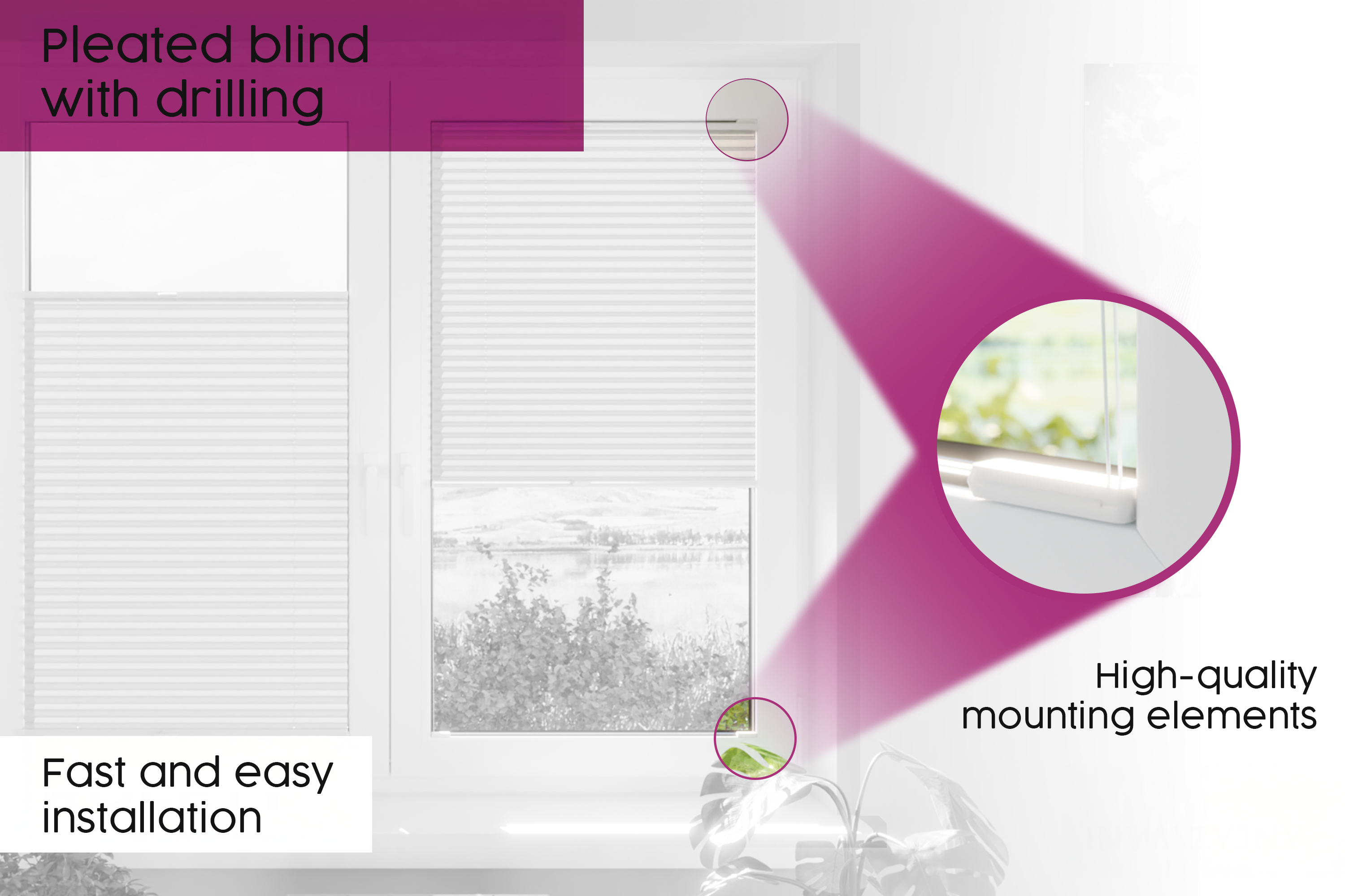 Concept Blinds CUSTOMISED Pleated Shades - Width from 40cm to 200cm - Height from 20cm to 260cm - Made-to-measure - Premium Window and Door Coverage