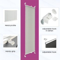 Concept Blinds Customised Pleated Shades – No Drilling, Easy Installation – Made-to-Measure – Width 40cm to 200cm, Height 20cm to 260cm – Premium Window & Door Blinds