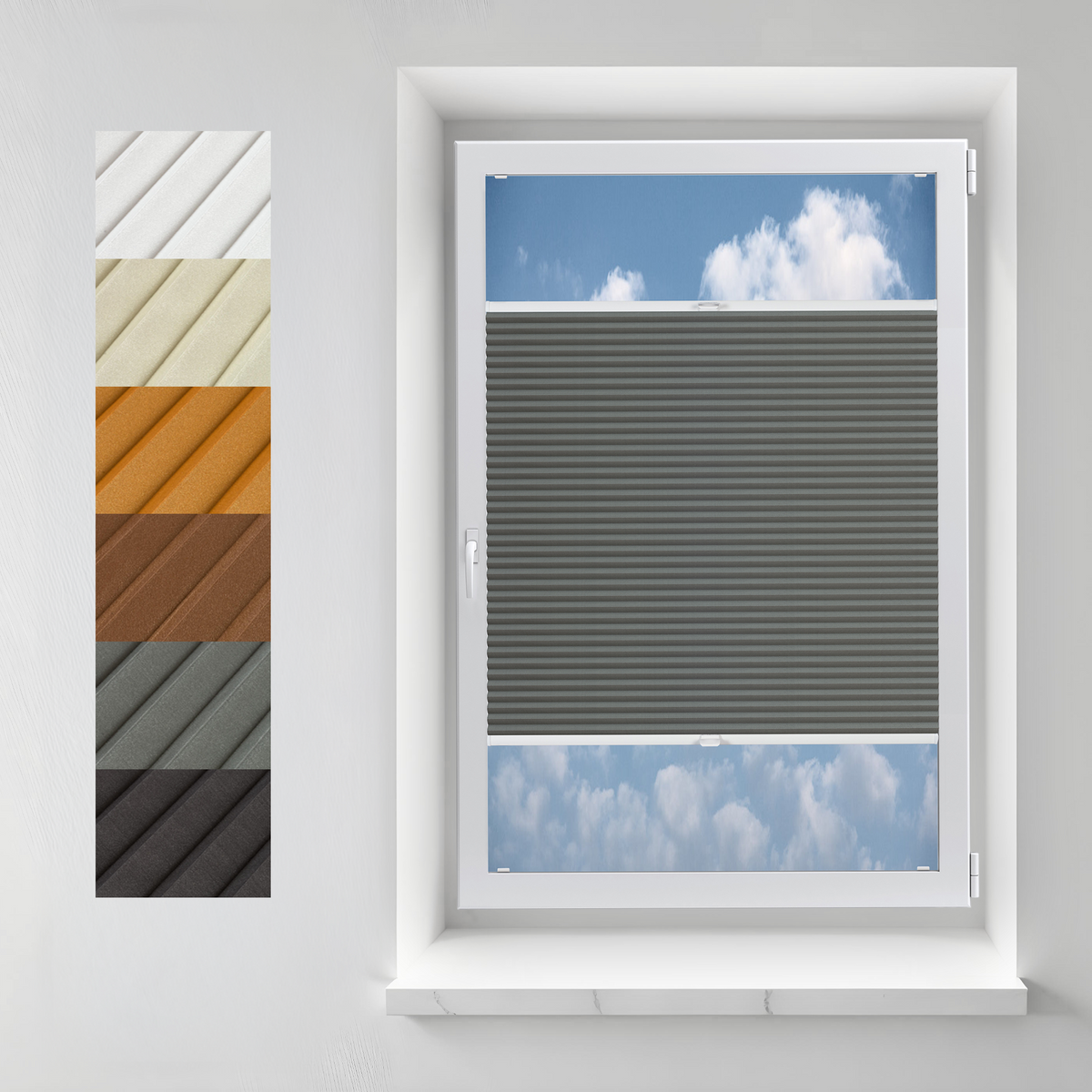 Concept Blinds LUXURY Blackout Custom Pleated Shades - Pearlescent Total Blackout Fabric - Made-to-Measure Window Blinds - Easy Installation with minimal DRILLING - Width 30-170cm x Height 20-240cm