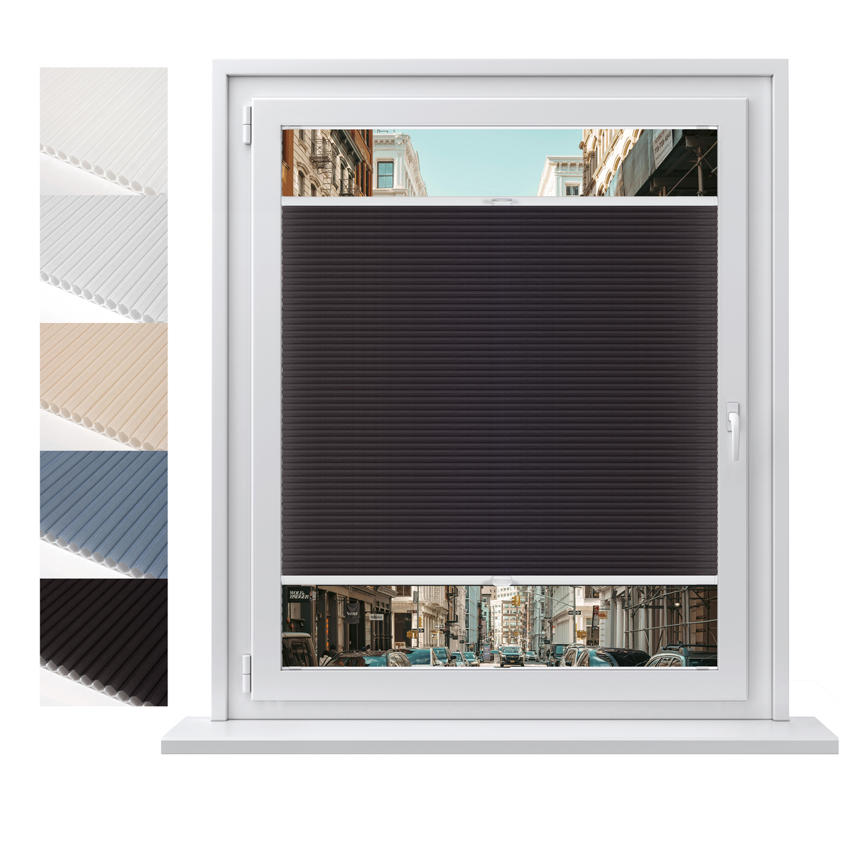 Concept Blinds® Made-to-Measure Honeycomb Pleated Blinds - Custom Up & Down Shades with Drilling - Semi-Transparent - Width 30-170cm, Height 20-240cm - Light Filtering Window Shades