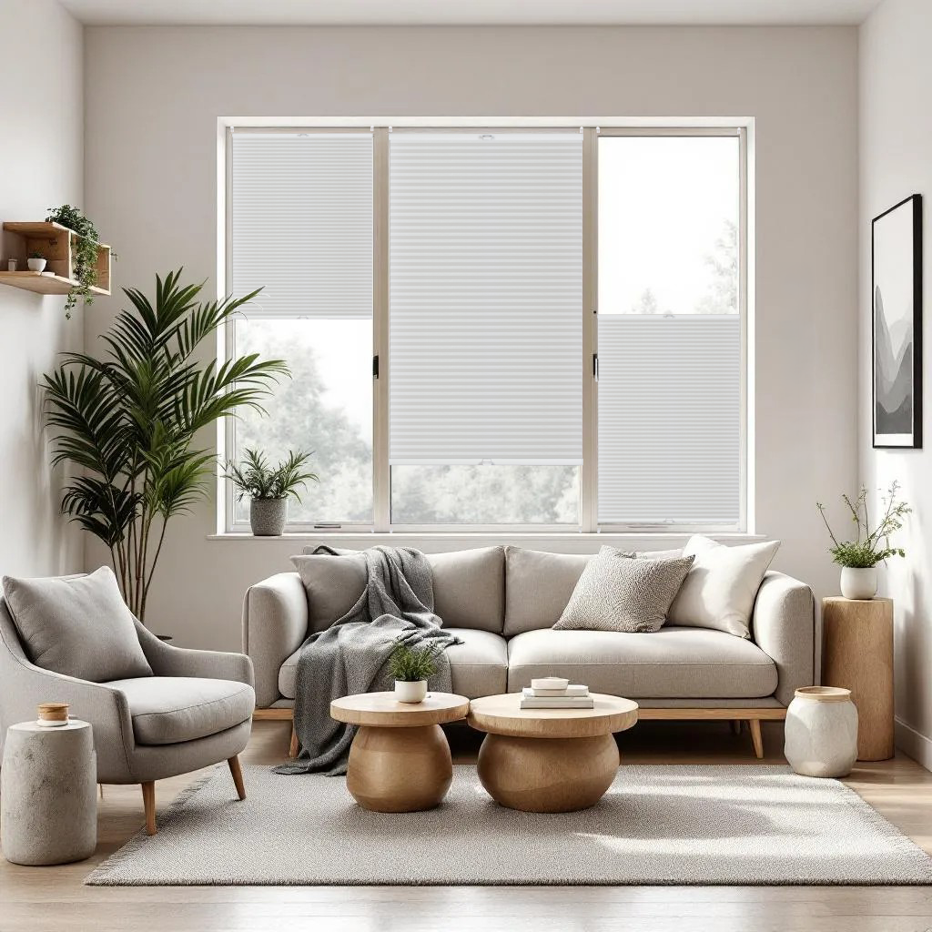 Concept Blinds® Custom Size No-Drill Honeycomb Pleated Blinds - Made-to-Measure - Easy Fit, Drill-Free Pleated Window Shades - Semi-Transparent, Light Filtering – 30-170cm Wide, 20-240cm Drop