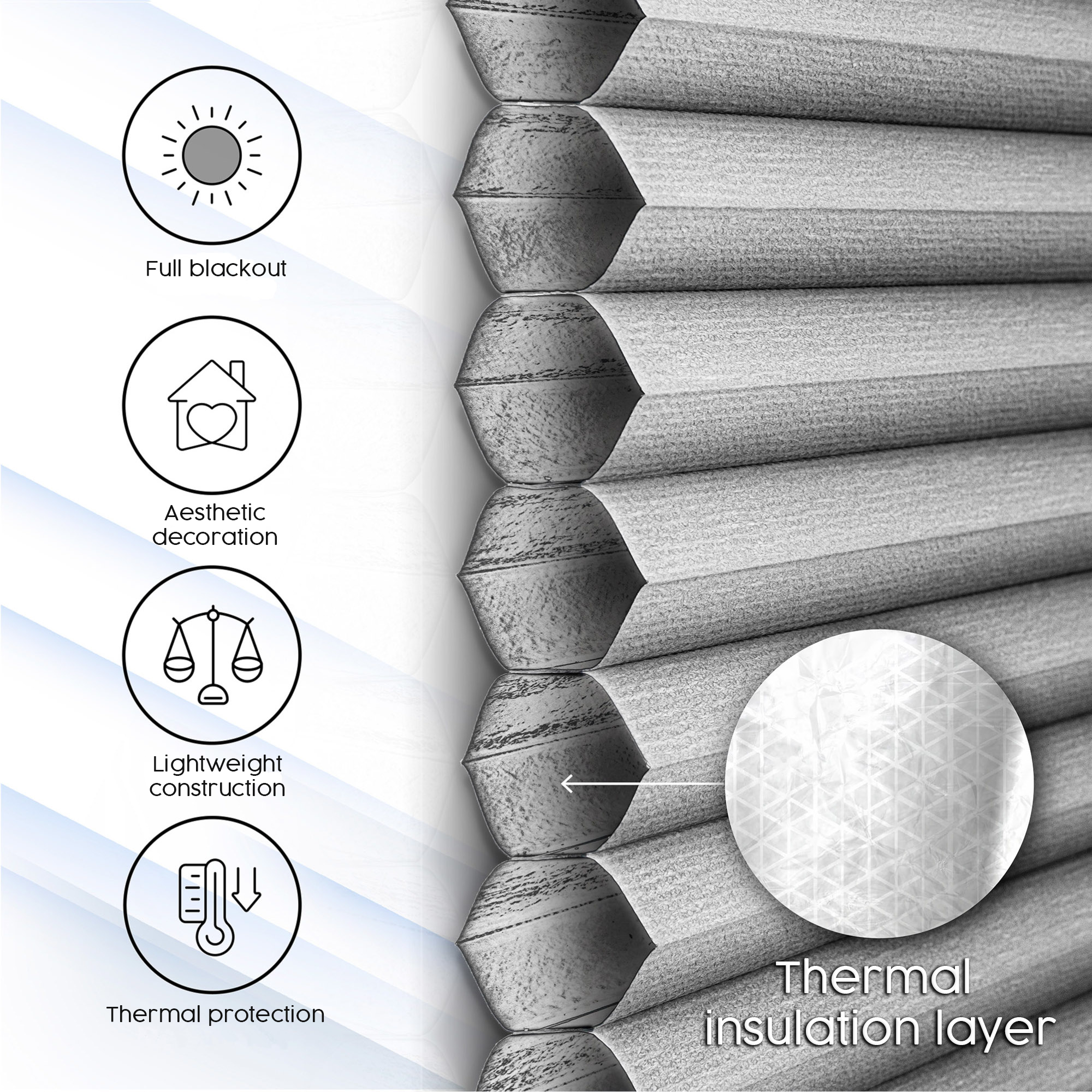 Concept Blinds Honeycomb Blackout Pleated Blinds - Custom Made Pleated Shades- No Drill, Easy Fit - Opaque & Light Blocking - 30-170cm Wide x 20-240cm Drop - Made to Measure Window Shades Visit the Concept Crystal Store