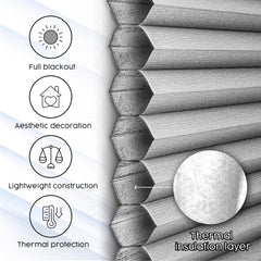 Concept Blinds® Custom Size Honeycomb Blackout Pleated Blinds WITH DRILLING - Made-to-Measure - Easy Fit Pleated Window Shades - Opaque, Light Blocking - 30-170cm Wide, 20-240cm Drop - Custom Shades