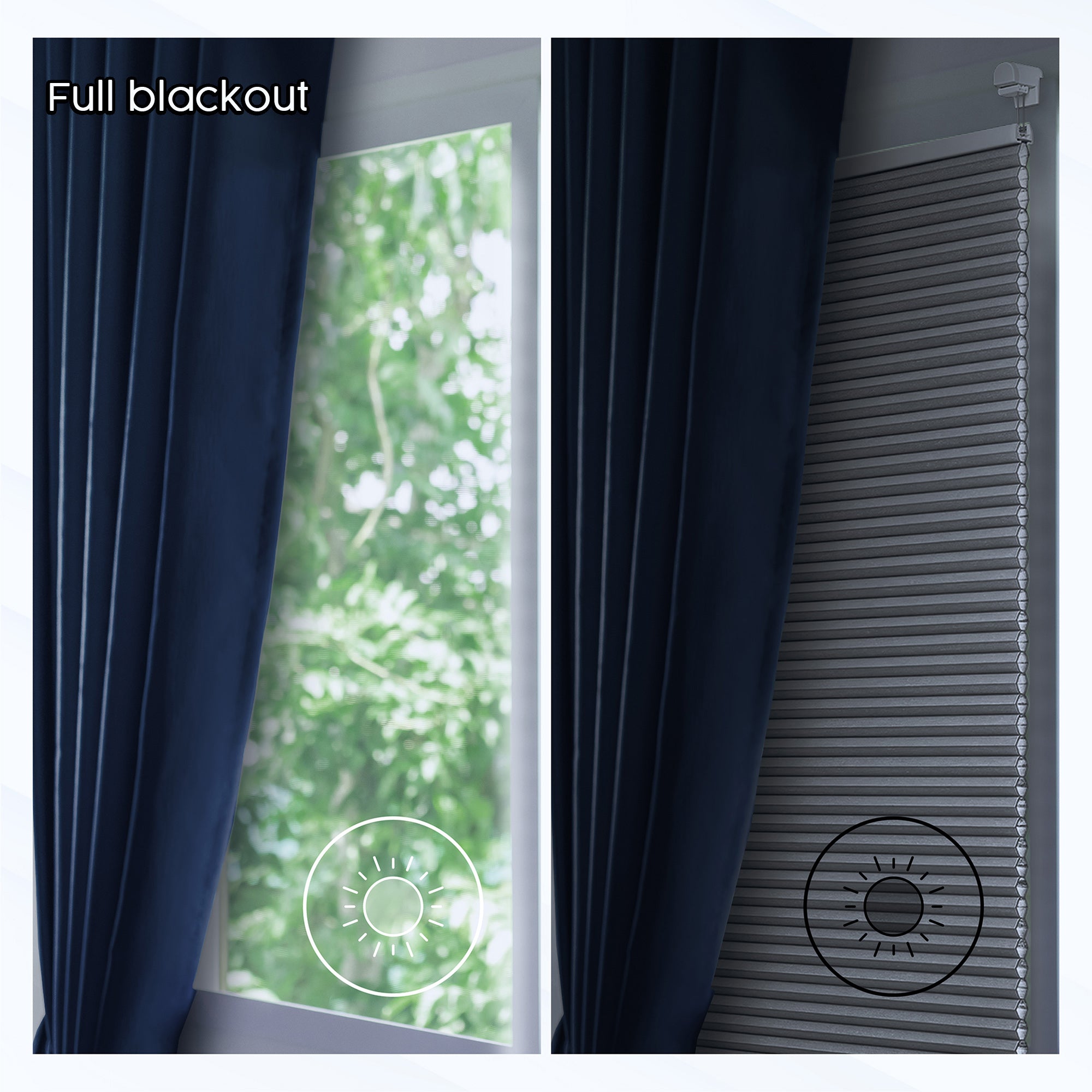 XL Honeycomb No-Drilling, Installation Within Window Frame Pleated Blinds