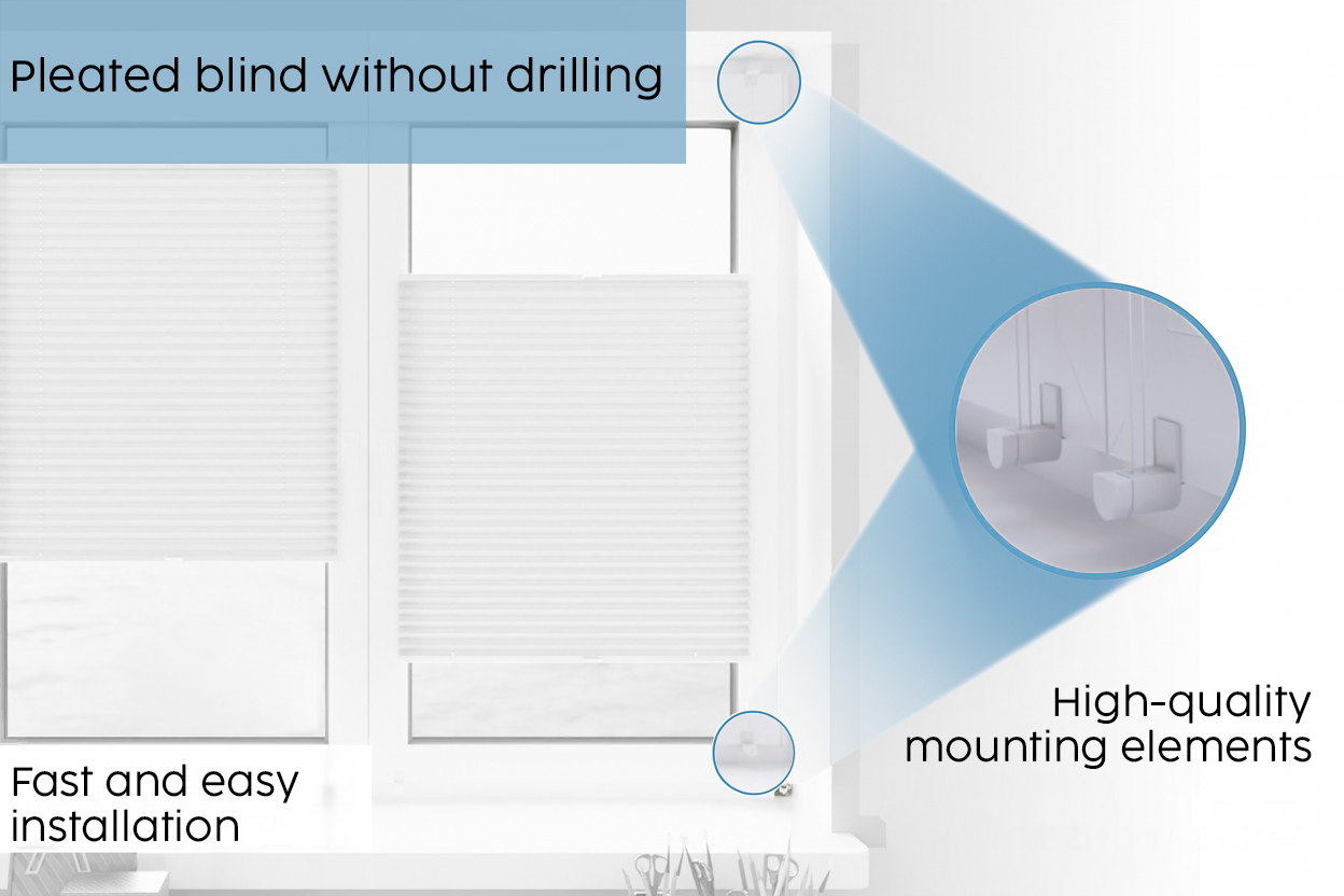 Luxury Blackout Custom Pleated Shades – Pearlescent Fabric, Made to Measure, Easy No-Drill Installation