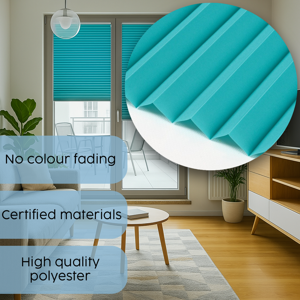 Custom Pleated Blinds – No Drill Installation, Within Window Frame, Made to Measure Adhesive Mount