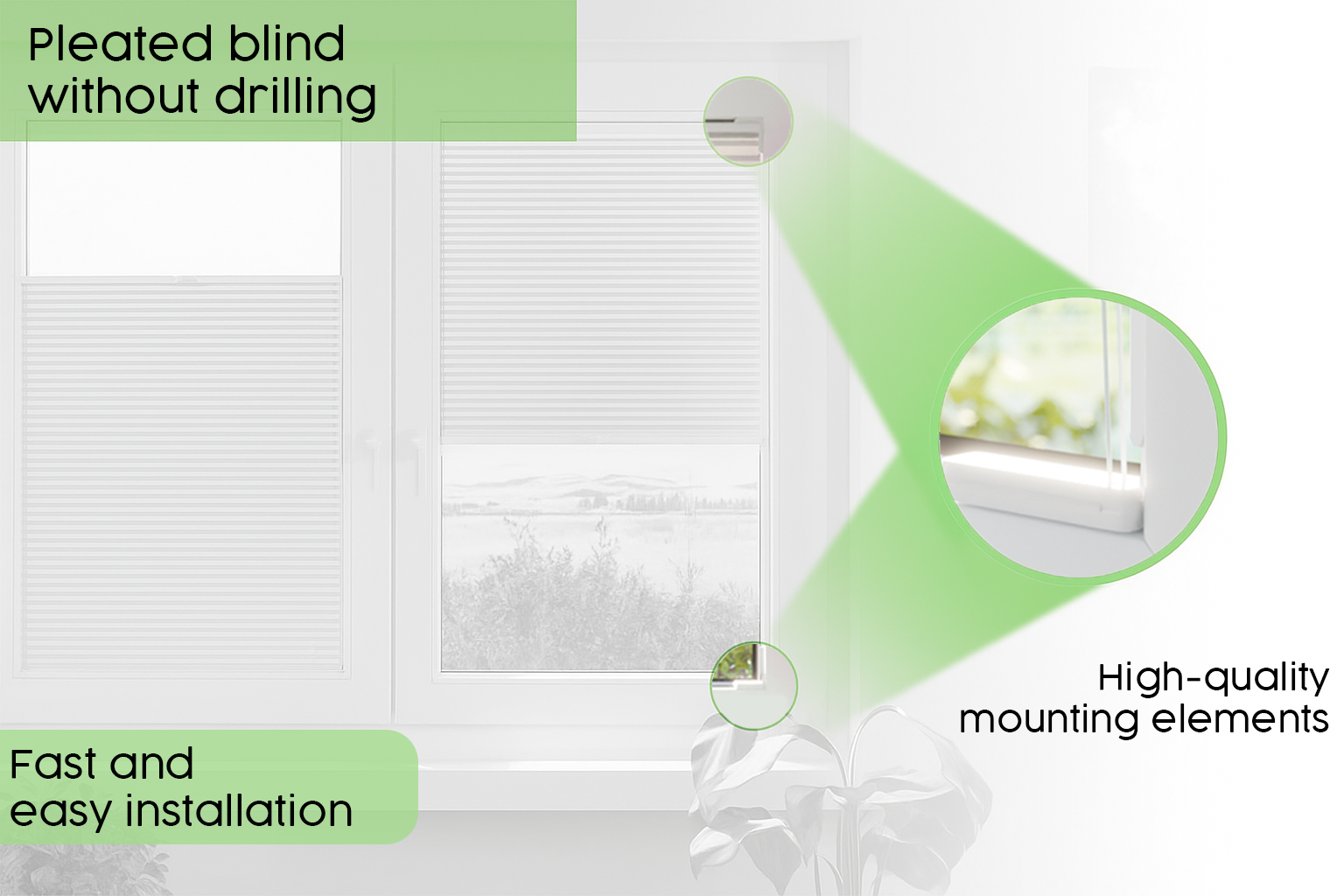 Blackout Custom Pleated Shades – Made to Measure, Easy No-Drill Installation